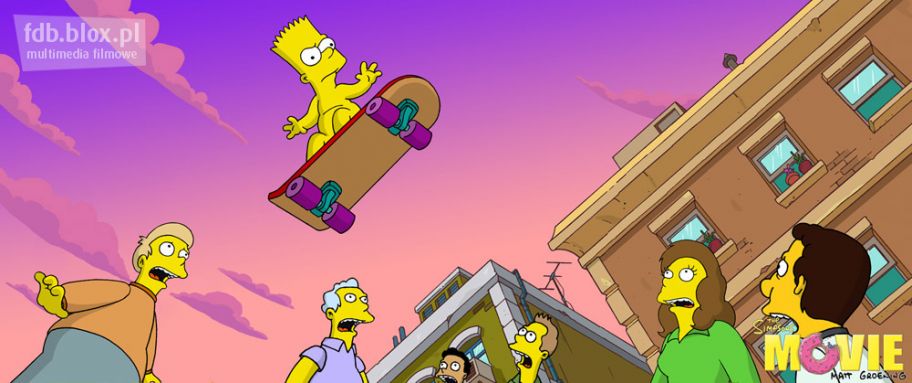 Szene aus "Die Simpsons - Der Film":&nbsp;Bart fährt nackt Skateboard