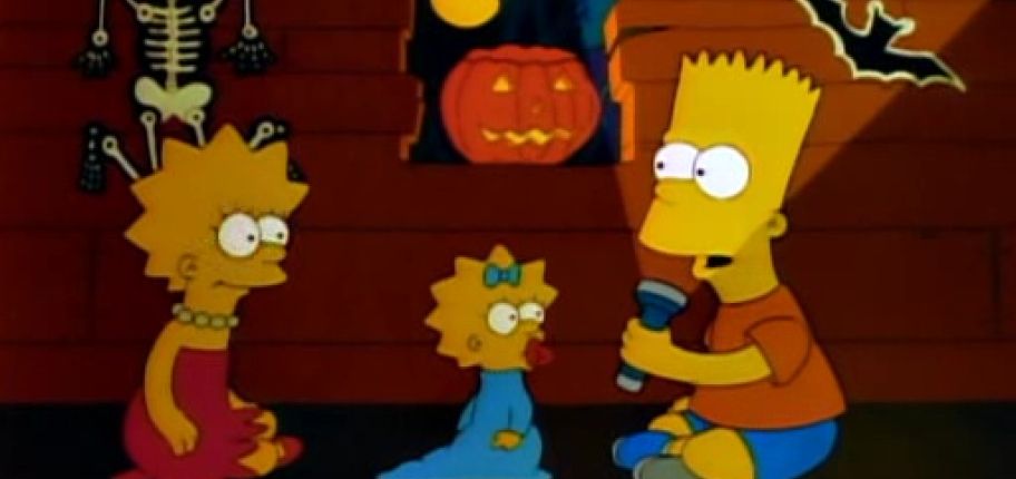 Bart und Lisa erzählen sich gegenseitig im Baumhaus Gruselgeschichten. Fortan war der Begriff "Treehouse of Horror" geboren.