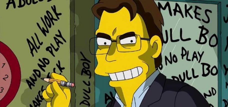 Stephen King schreibt in einer Simpsons-Episode - manisch wie sein Charakter Jack aus "The Shinning" - immer wieder den selben monotonen Satz an die Wand.