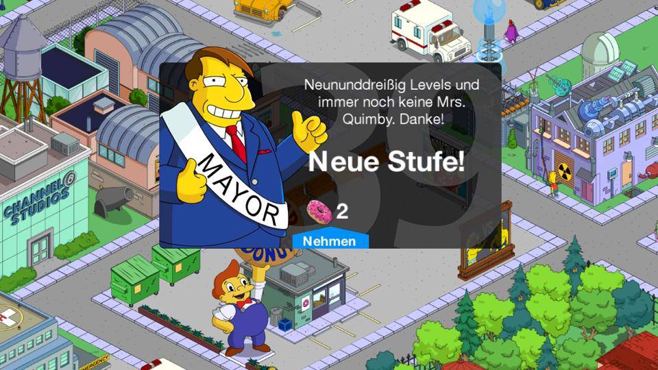 Level 39 - Update für Die Simpsons: Springfield / Tapped