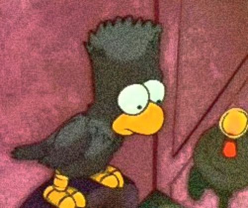 In der Simpsons-Fassung ist Bart Simpson der Rabe, der als Gesandter aus dem Jenseits zu Homer spricht.