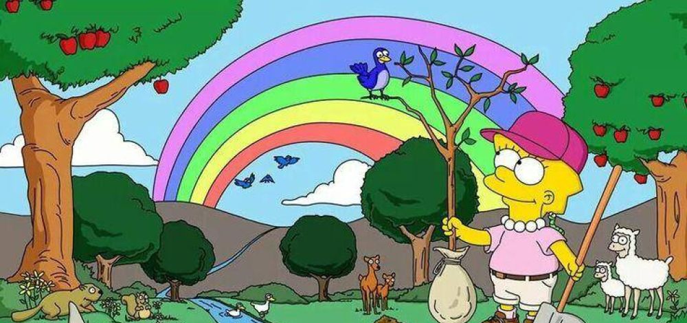 Lisa Simpson unter Regenbogen
