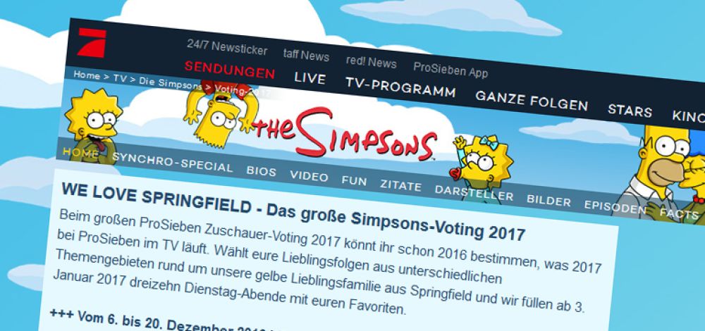 Simpsons Voting 2017 / Screenshot: ProSieben.de