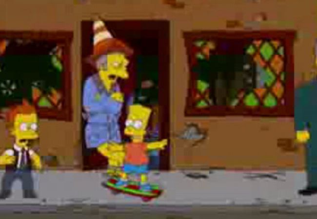 Bart skatet an Moe vorbei