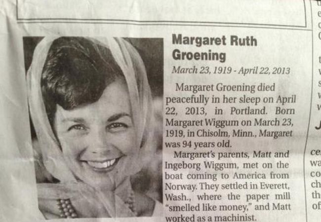Margaret Ruth Groening mit 94 Jahren verstorben
