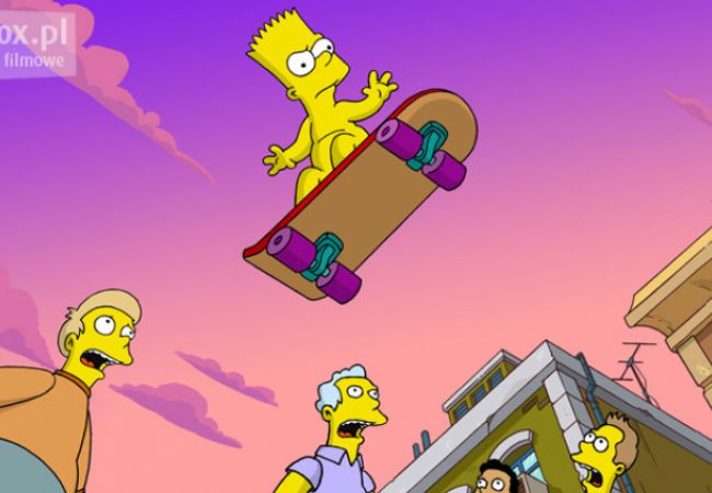 Szene aus "Die Simpsons - Der Film":&nbsp;Bart fährt nackt Skateboard