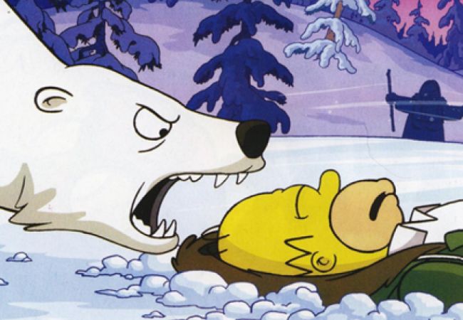 Szene aus "Die Simpsons - Der Film": Homer wird von einem Eisbär bedroht