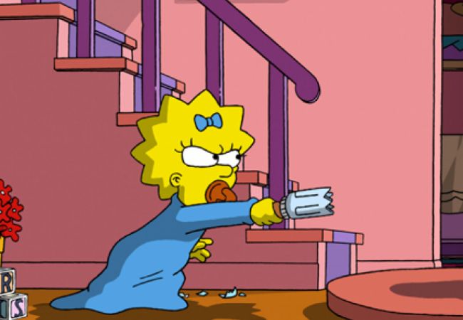Szene aus "Die Simpsons - Der Film": Maggie verteidigt sich gegen einen Affen