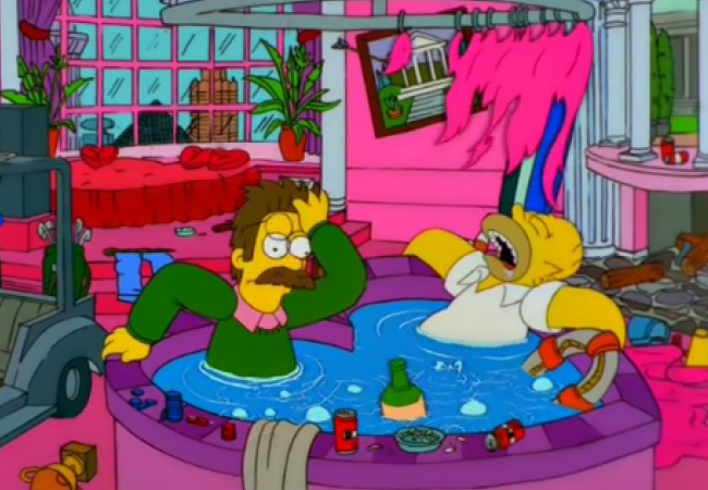 Ned und Homer wachen nach einer durchzechten Nacht in Las Vegas auf.