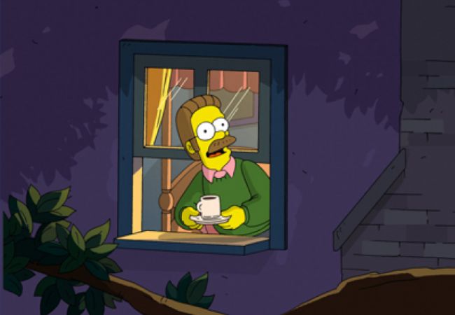 Szene aus "Die Simpsons - Der Film": Ned Flanders bietet Bart Kakao an