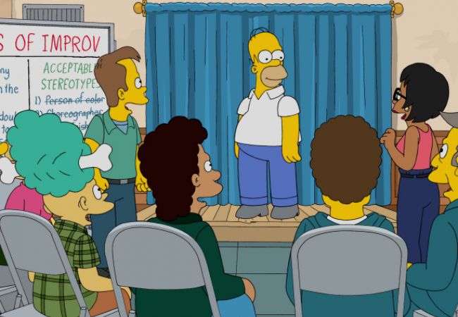 Homer besucht einen Improvisationskurs.
