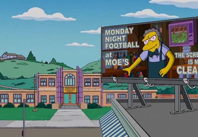 Monday Night Football at Moe's - The Screen is now clean / Werbegag aus Homer Junior