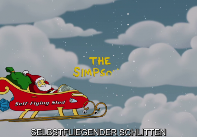 Santa Claus mit seinem selbstfliegenden Schlitten